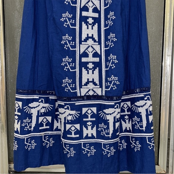 Farm Rio Navy Macaw Embroidered Maxi Dress Navy blue - Picture 16 of 16